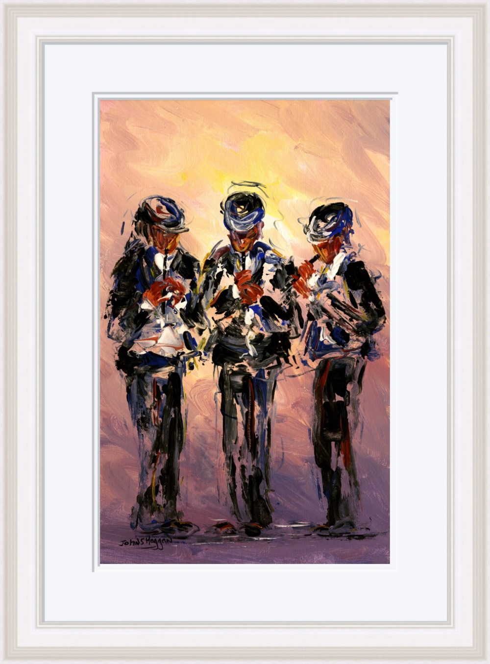 Three's A Crowd Print In White Frame